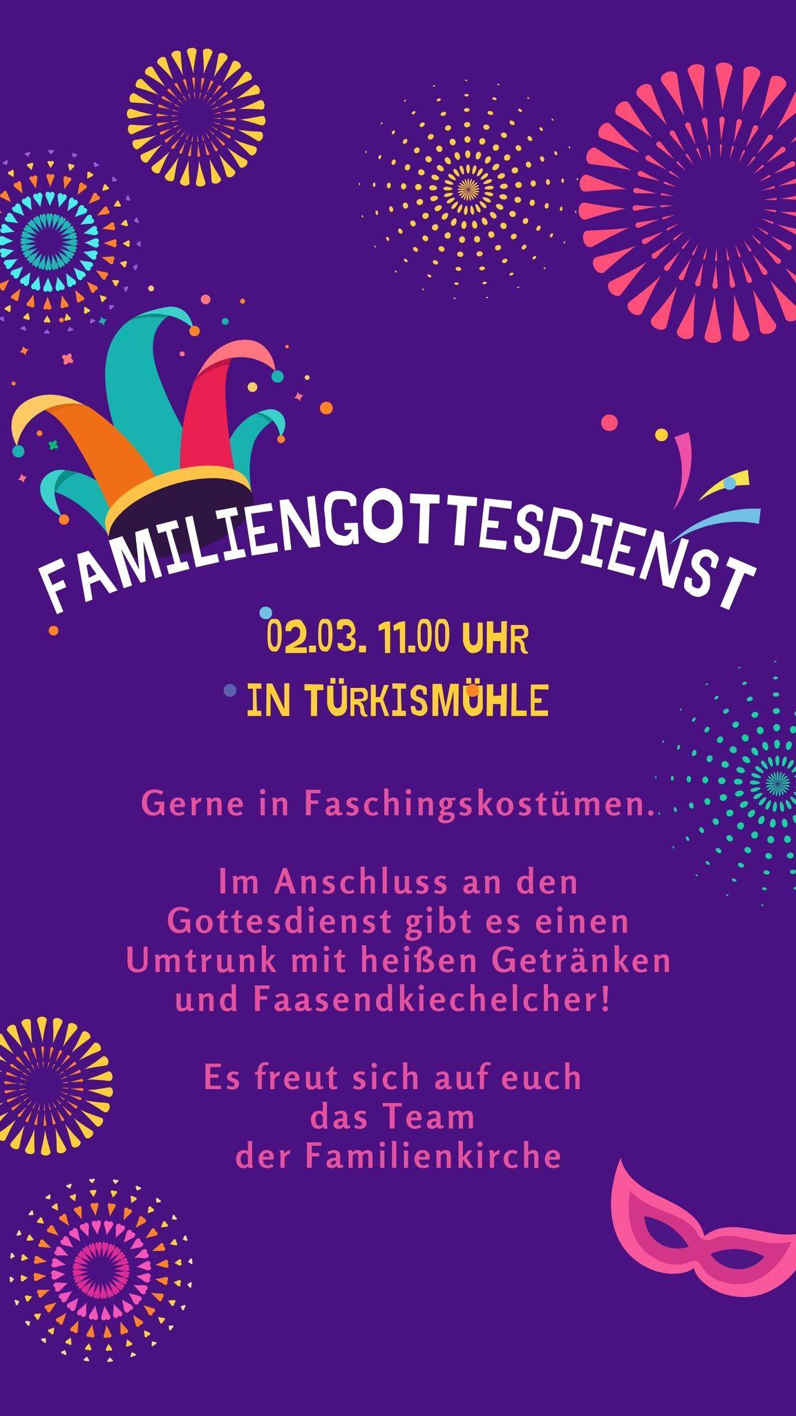 Plakat Faschingsgottesdienst Bostalsee